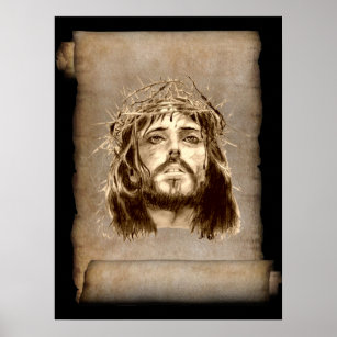 Jesus Christus Krone von Thorns auf Scroll Poster