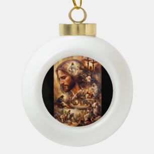 Jesus-Christus-Kunst-T-Shirt Inspirierendes Chri Keramik Kugel-Ornament
