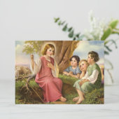 Jesus Christus lehrt Kinder, Vintage Religion Einladung (Stehend Vorderseite)