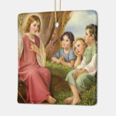 Jesus Christus lehrt Kinder, Vintage Religion Keramikornament (Links)