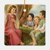 Jesus Christus lehrt Kinder, Vintage Religion Keramikornament (Rückseite)