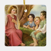 Jesus Christus lehrt Kinder, Vintage Religion Keramikornament (Vorderseite)