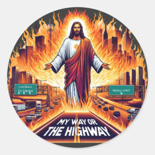 Jesus Christus mein Weg oder der hohe Weg zur Höll Runder Aufkleber