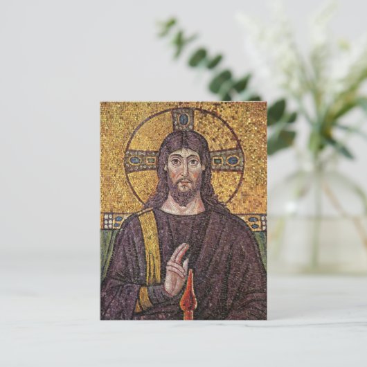 Jesus Christus mit dem Heiligen Geist Flammenmosai Postkarte (Stehend Vorderseite)