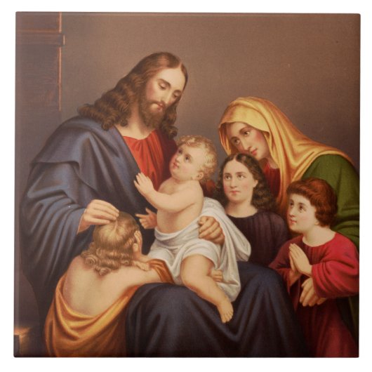 Jesus Christus mit den Kindern Fliese (Vorderseite)