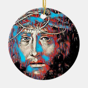 Jesus Christus mit Dornenkrone abstrakte Malerei Keramik Ornament