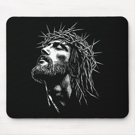 Jesus Christus mit Dornenkrone Jesus Grafik  Mousepad (Vorne)