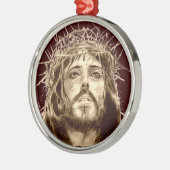 Jesus Christus mit Dornenkrone Silbernes Ornament (Links)