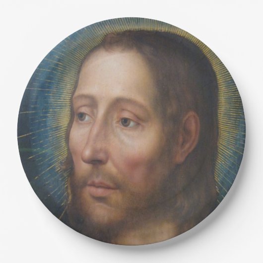 Jesus Christus mit einem Golden Halo Pappteller (Vorderseite)