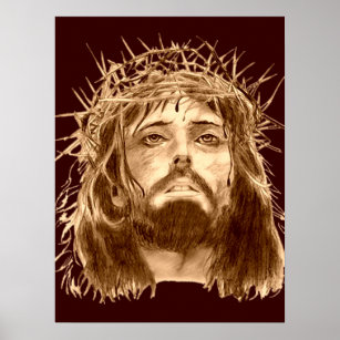 Jesus Christus mit einer Krone von Thorns Poster
