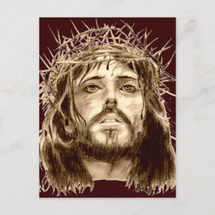 Jesus Christus mit einer Krone von Thorns Postkarte