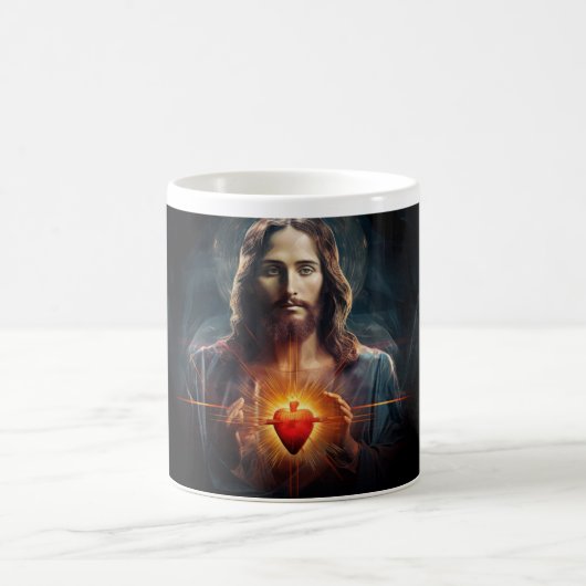 Jesus Christus mit glühendem Herz Version 6 Kaffeetasse (Mittel)