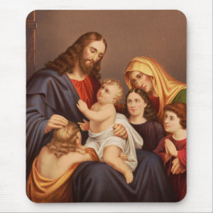 Jesus Christus mit Kindern Premium Fine Art Mousepad