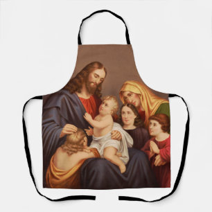 Jesus Christus mit Kindern Premium Fine Art Schürze