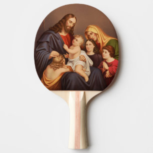 Jesus Christus mit Kindern Premium Fine Art Tischtennis Schläger