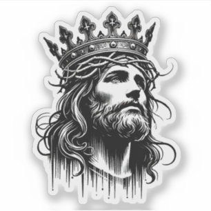 Jesus Christus mit Königs krone Illustration Kunst Aufkleber