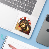 Jesus Christus mit Krone von Thorns Vinyl Aufkleber (Laptop mit iPhone)