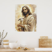 Jesus Christus mit Lamb Poster (Küche)