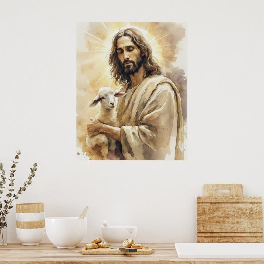 Jesus Christus mit Lamb Poster (Küche)