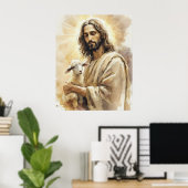 Jesus Christus mit Lamb Poster (Heimbüro)