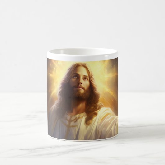 Jesus Christus mit Sternen und Licht Version 5 Kaffeetasse (Mittel)