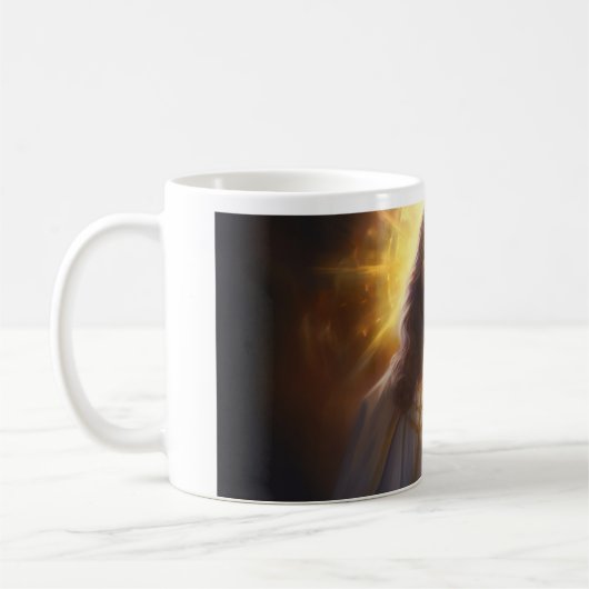 Jesus Christus mit Sternen und Licht Version 5 Kaffeetasse (Links)