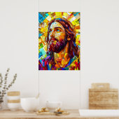 Jesus Christus Mosaikkunst Poster (Küche)