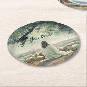 Jesus Christus Ostern katholisch religiös  Runder Pappuntersetzer (Angewinkelt)