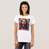 Jesus Christus Ostern Weihnachten Abstrakt T-Shirt (Vorne ganz)