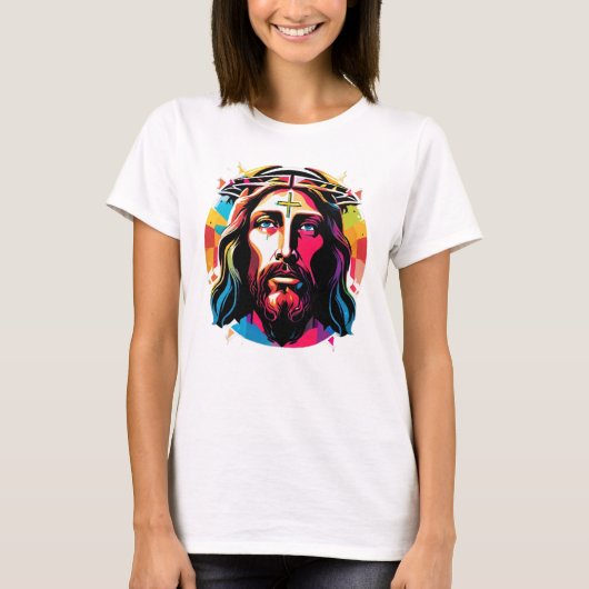 Jesus Christus Ostern Weihnachten Abstrakt T-Shirt (Vorderseite)