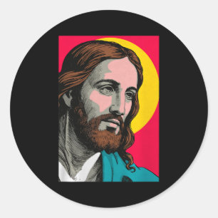 Jesus Christus P Kunst Religiöses Ostern & Wei Runder Aufkleber
