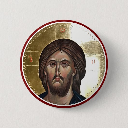 Jesus Christus Pantokrator-Ikone Button (Vorderseite)