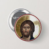 Jesus Christus Pantokrator-Ikone Button (Vorne & Hinten)