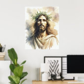 Jesus Christus Portrait mit einer Olive Branch Cro Poster (Heimbüro)