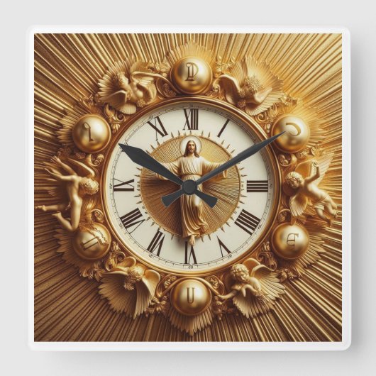 Jesus Christus Quadratische Wanduhr (Vorderseite)