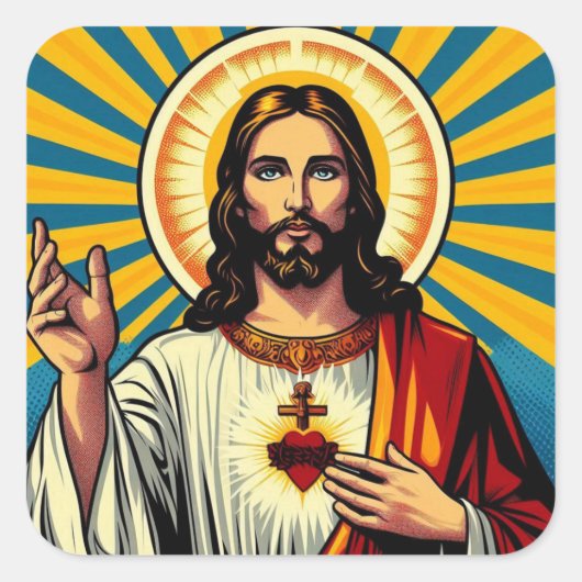 Jesus Christus Quadratischer Aufkleber (Vorderseite)
