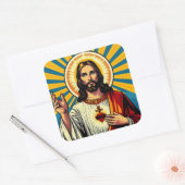 Jesus Christus Quadratischer Aufkleber (Umschlag)