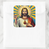 Jesus Christus Quadratischer Aufkleber (Tasche)