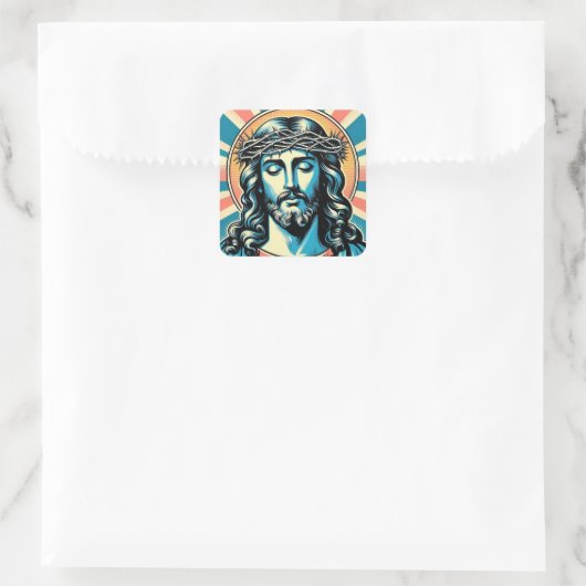Jesus Christus Quadratischer Aufkleber (Tasche)