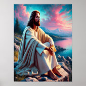 Jesus Christus reflektiert neben der sanften Küste Poster (Vorne)