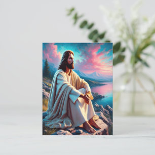 Jesus Christus reflektiert neben der sanften Küste Postkarte