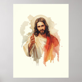 Jesus Christus reicht die Hände Wasserfarbenmalere Poster