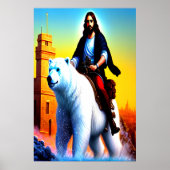 Jesus Christus reitet einen Eisbär | AI Art Poster (Vorne)