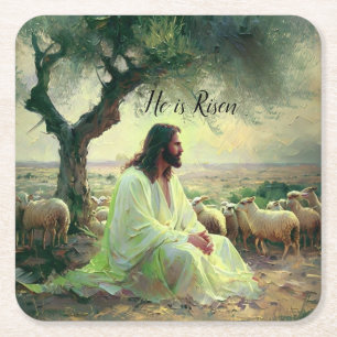Jesus Christus religiös Ostern katholisch  Rechteckiger Pappuntersetzer