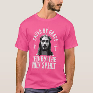 Jesus Christus Rettete durch Gnade, geführt vom He T-Shirt