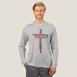 Jesus Christus Rot und Schwarz Kreuz Glaube Tri-Blend Shirt