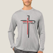 Jesus Christus Rot und Schwarzes Kreuz Glaube Tri-Blend Shirt (Vorderseite)