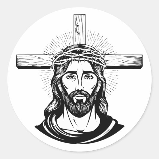 Jesus Christus Runder Aufkleber (Vorderseite)