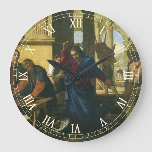 Jesus Christus - Säuberung des Tempels Große Wanduhr (Vorderseite)