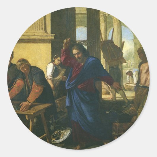 Jesus Christus - Säuberung des Tempels Runder Aufkleber (Vorderseite)